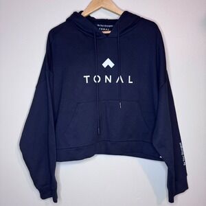 Tonal Cropped Hoodie XXL Black Logo Pullover‎ Gym Athleisure
